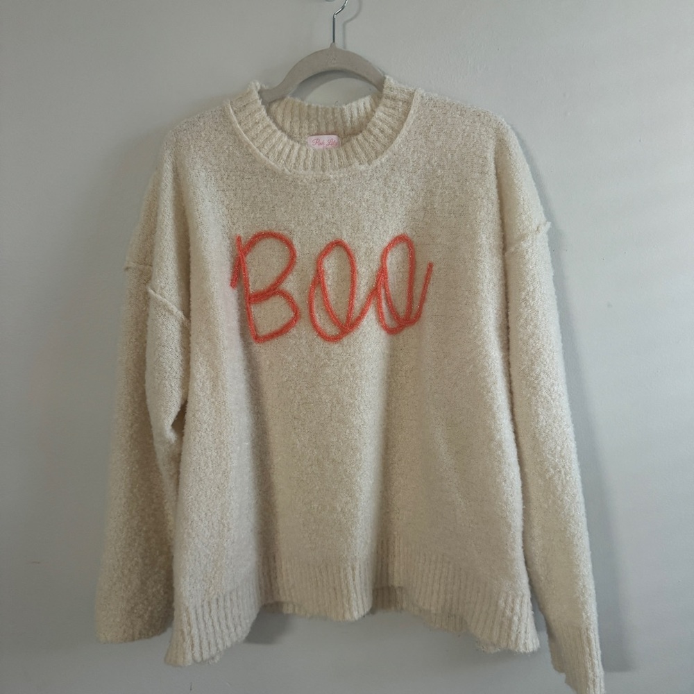 Pink Lily Boo Tencel Ivory Embroidered Sweater